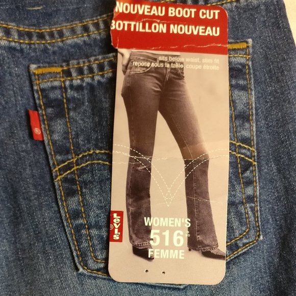 Levis WOMENS 516 BOOTCUT "9 Long" CLASSIC BLUE JEANS, BRAND NEW with Measurement - Picture 7 of 8